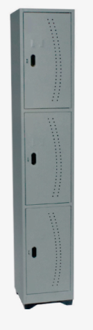 Locker de 3 puertas con portacandado, sin zapateras de 1,80 de alto x 0,30 de ancho