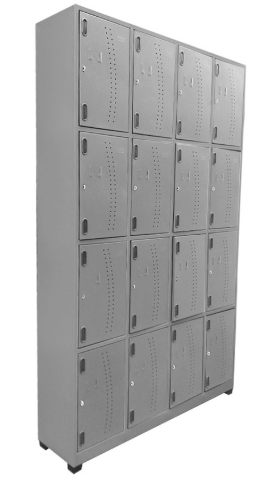 Locker de 16 puestos con portacandado de 2,00 de alto x 1,14 de ancho x 0,30 de